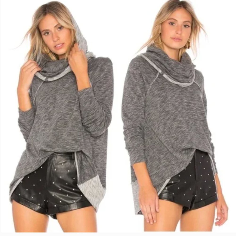 Free People Beach Cocoon Cowl Neck Pullover Sweater in Grey